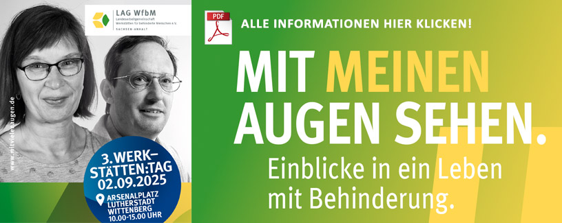 Ein Banner für den Flyer zum 3. Werkstätten Tag Sachsen-Anhalt am 02. September 2025