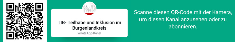 Ein Banner mit einem QR-Code für den WhatsApp-Kanal