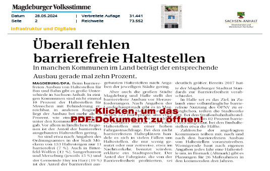 Ein Pressebericht über fehlende barrierefreie Haltestellen 